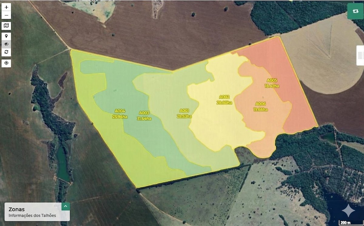 Mapa real de zonas de manejo em soja